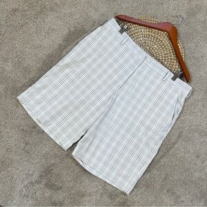 Nike Golf Fit Dry Performance Plaid Shorts 11” Outdoor 319691-100 White Blue 38